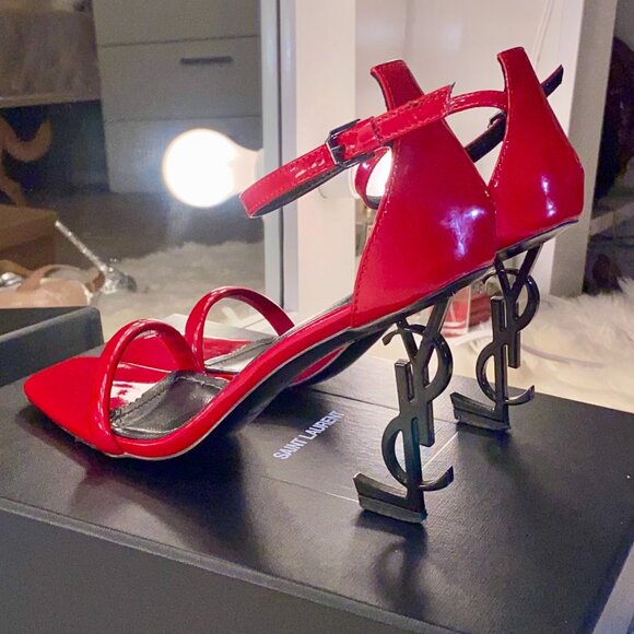 Saint Laurent Opyum YSL High Heel Sandals Red US7.5 E38+ - Picture 2 of 14